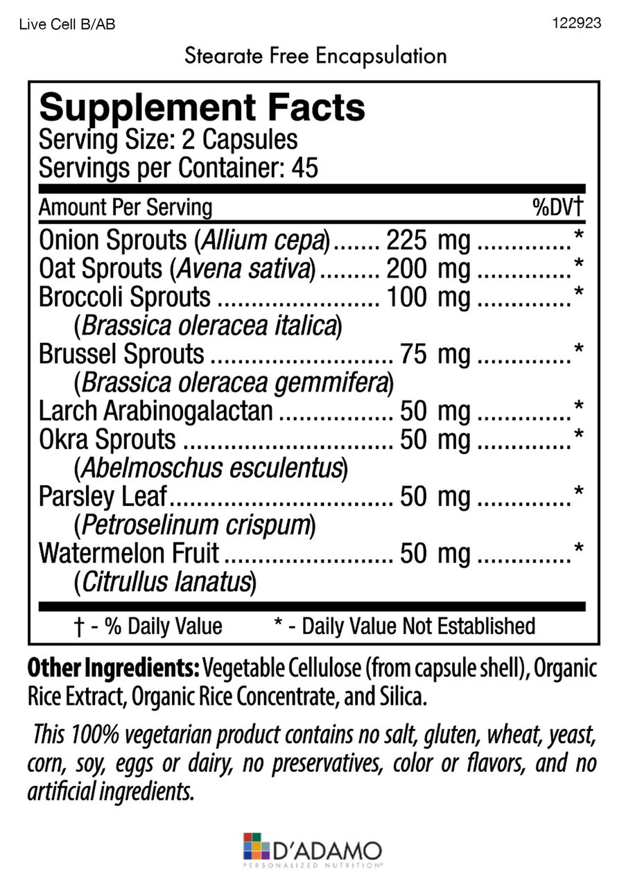Live Cell - Sprouted Greens (Blood Groups B and AB) 90 Veggiecaps