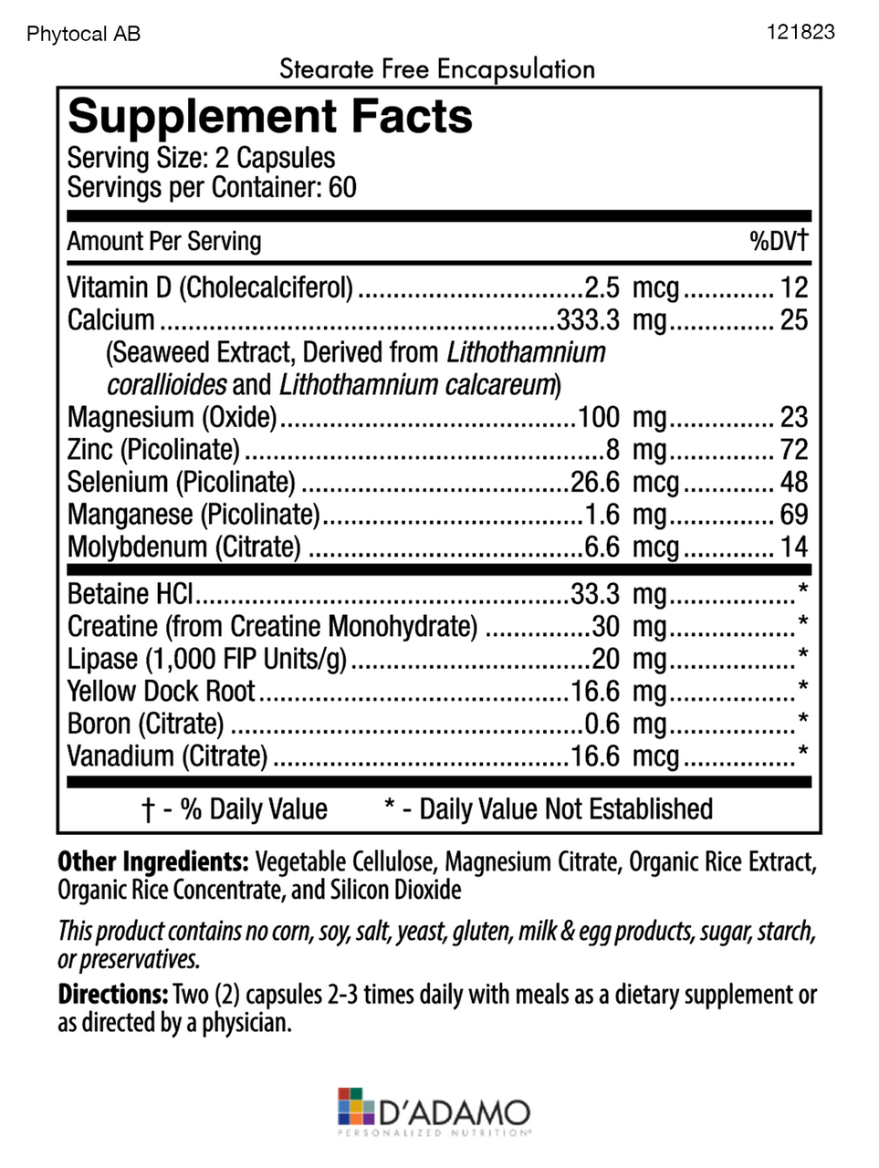 Phytocal - Multimineral (Blood Type AB) 120 Veggiecaps