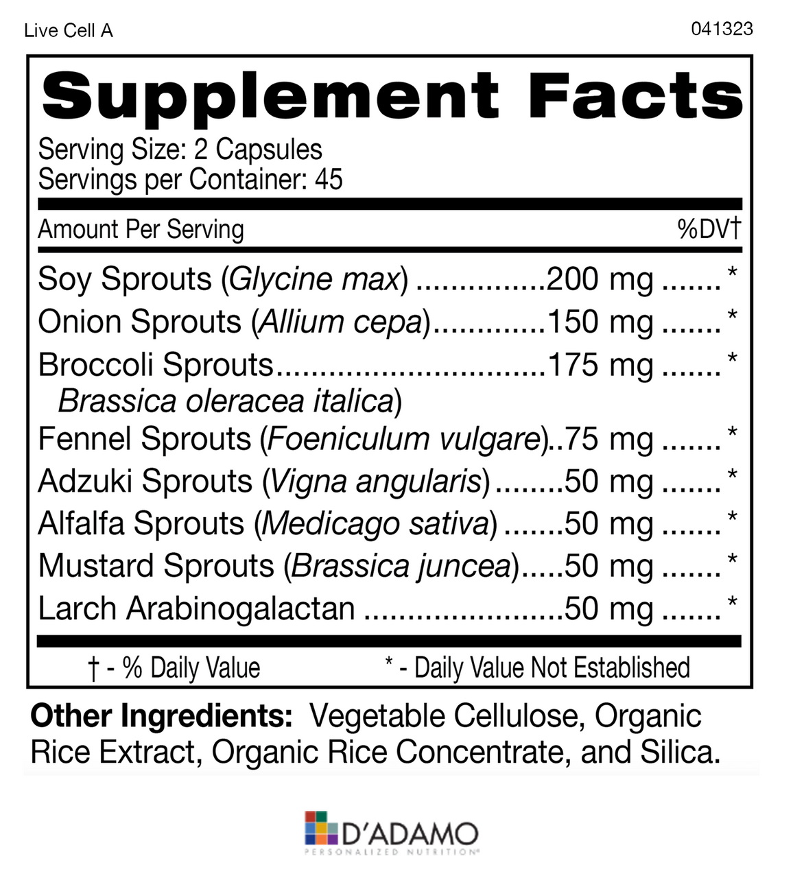 Live Cell - Sprouted Greens (Blood Group A) 90 Veggiecaps