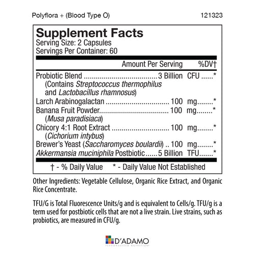 Polyflora - Pre/Probiotic (Blood Group O) 120 Veggiecaps