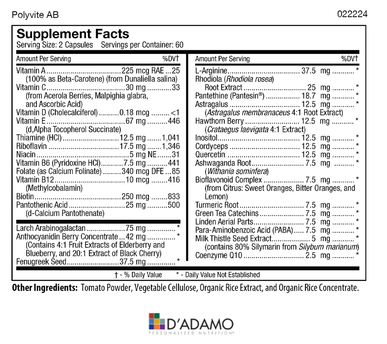 Polyvite - Personalised Multi-Vitamin (Blood Group AB) 120 Veggiecaps