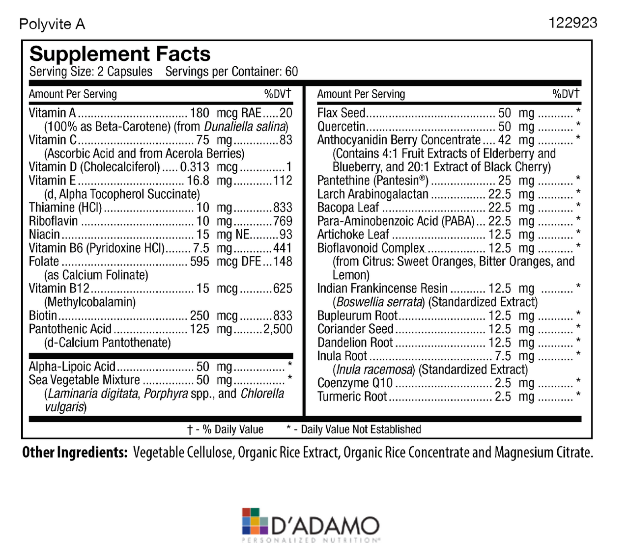 Polyvite - Personalised Multi-Vitamin (Blood Group A) 120 Veggiecaps