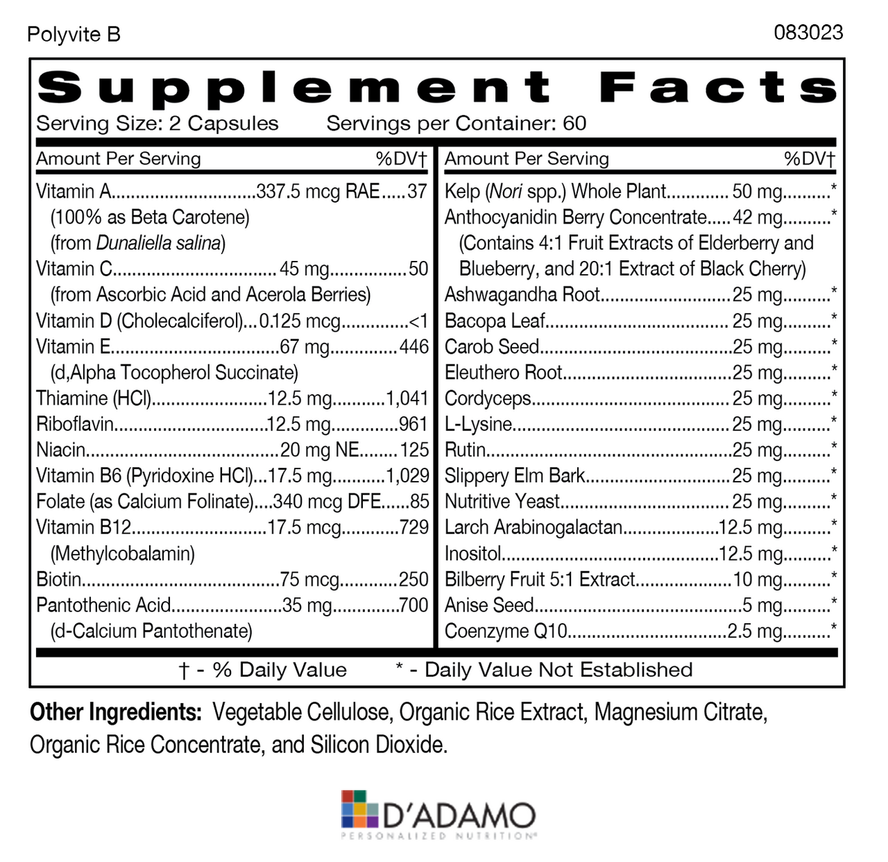 Polyvite - Personalised Multi-Vitamin (Blood Group B) 120 Veggiecaps