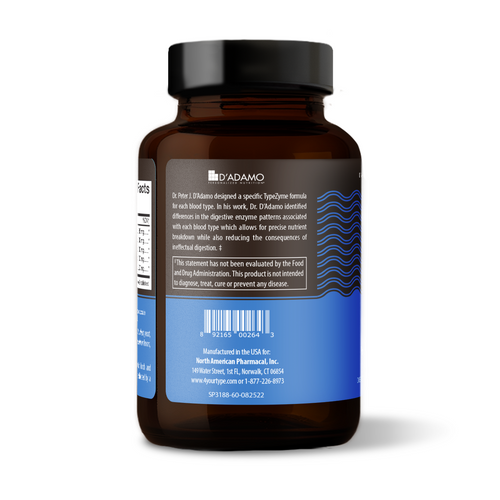 TypeZyme - Digestive Enzyme (Blood Group A) 60 Vegetarian Capsules