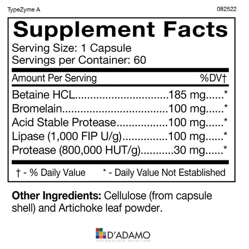 TypeZyme - Digestive Enzyme (Blood Group A) 60 Vegetarian Capsules