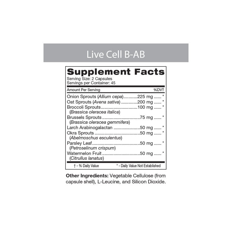 Live Cell-B/AB Sprouted Food Complex 90 Veggiecaps