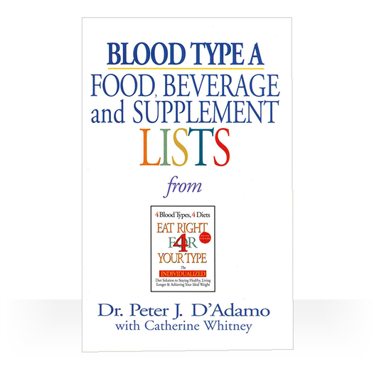 Blood Type A Food, Beverage & Supplement Lists paperback