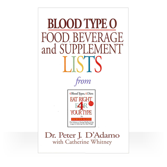 Blood Type O Food, Beverage & Supplement Lists paperback